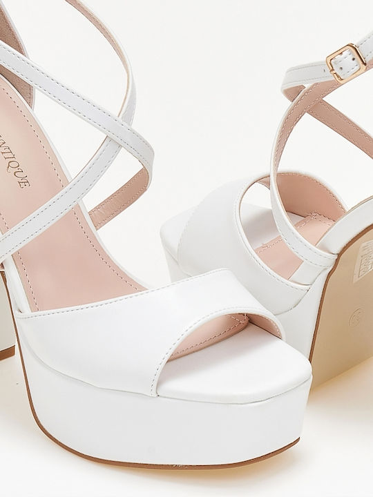 Issue Fashion Platform Women's Sandals White with Chunky High Heel