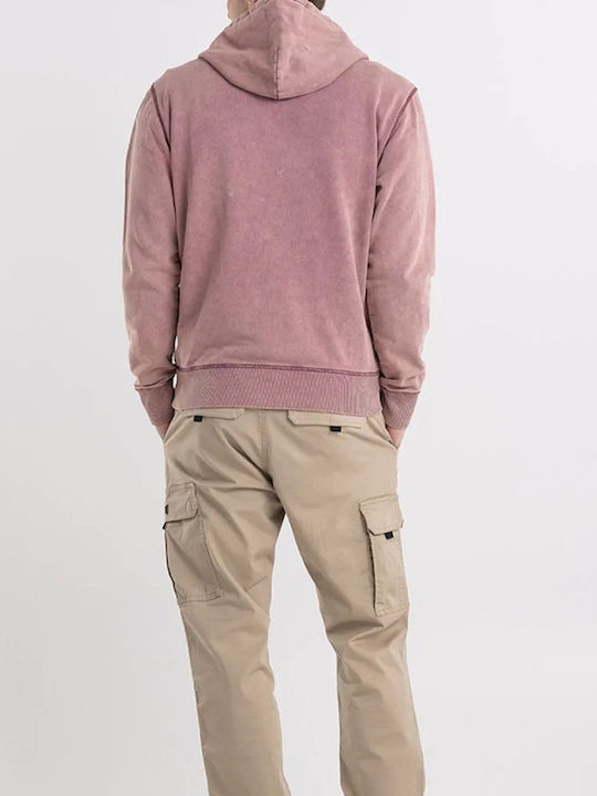 Franklin & Marshall Men's Sweatshirt with Hood and Pockets Pink