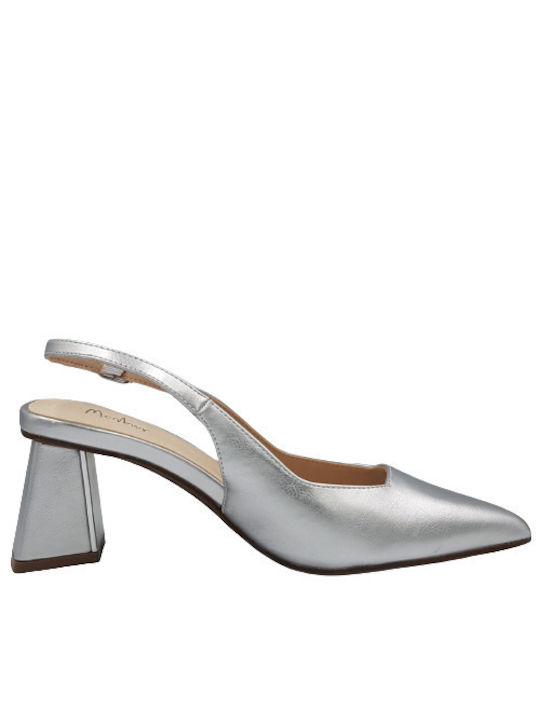 Menbur Anatomic Synthetic Leather Pointed Toe Silver Heels 0