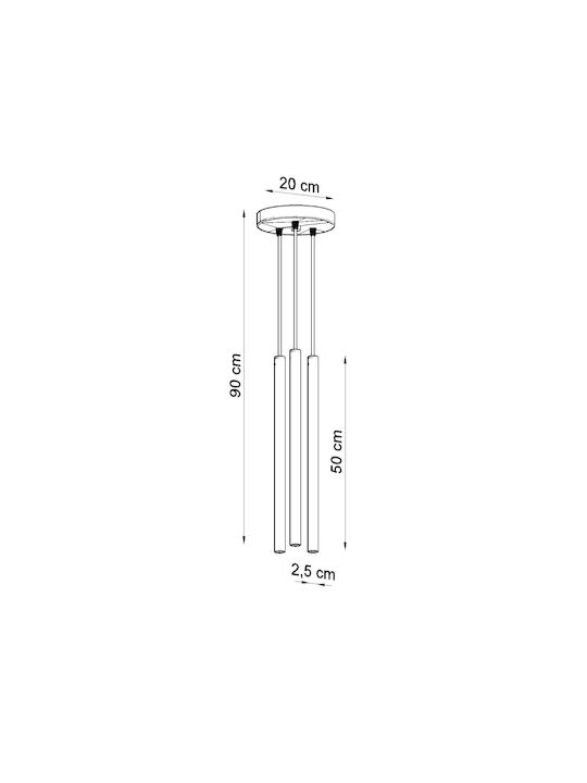 Sollux Pastelo 3P Pendant Light Three-Light for Socket G9 White