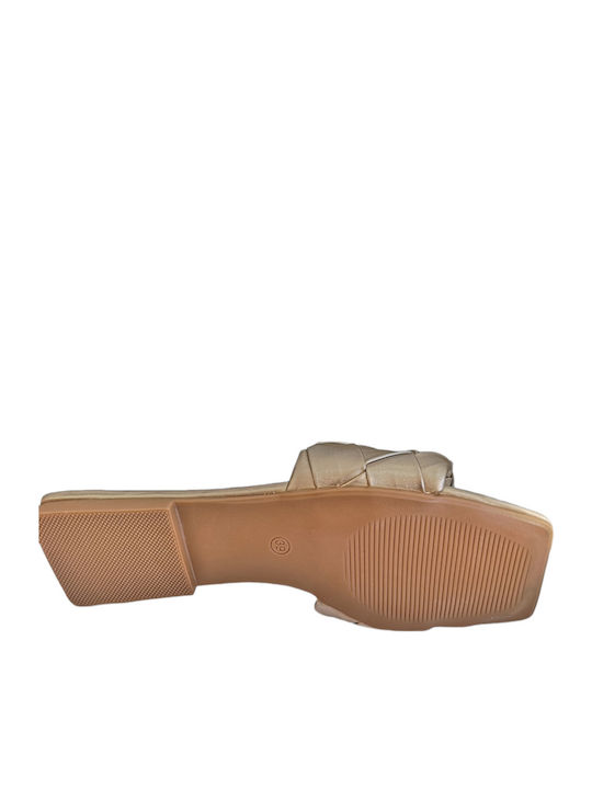 Women's Flat Sandals in Gold Color