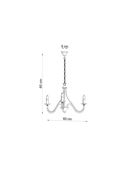 Sollux Minerwa 3 Полилей 3xE14 с Свещи Черен SL.0217