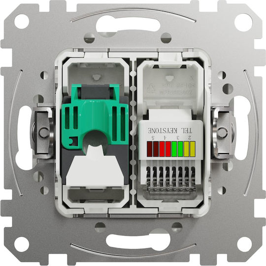 Schneider Electric Sedna Διπλή Πρίζα Δικτύου και Τηλεφώνου RJ45/RJ11 χωρίς Πλαίσιο Τύπου Cat5 σε Λευκό Χρώμα SDD111458