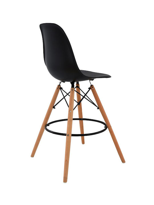 Hocker Bar mit Rückenlehne aus Polypropylen Fiore Schwarz 57x57x106cm