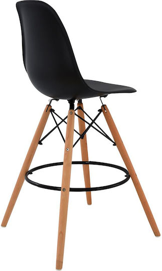 Stool Bar with Backrest made of Polypropylene Fiore Black 57x57x106cm
