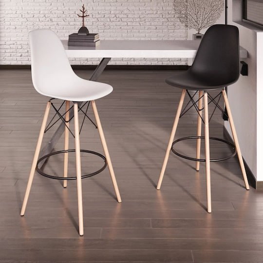 Stool Bar with Backrest made of Polypropylene Fiore Black 57x57x106cm