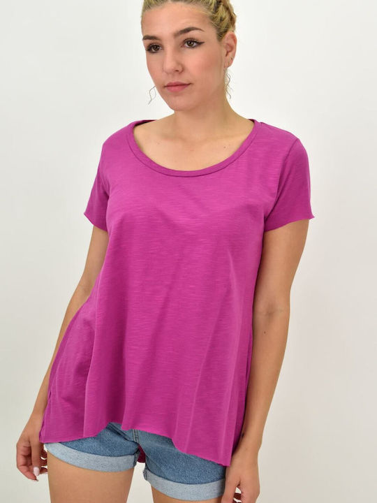 Potre Women's Summer Blouse Cotton Short Sleeve Purple
