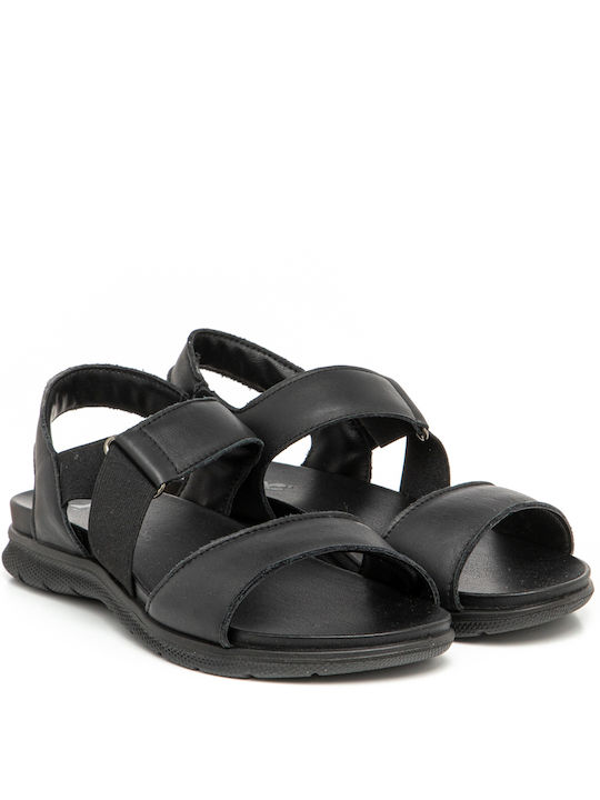 Imac Leather Women's Flat Sandals Anatomic in Black Color