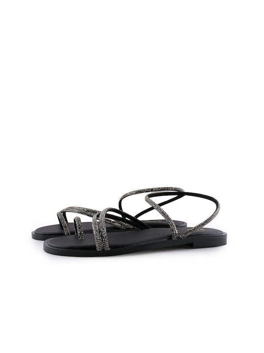 Love4shoes Women's Flat Sandals in Black Color