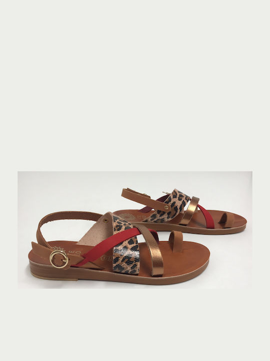 Leather Women's Flat Sandals with Strap