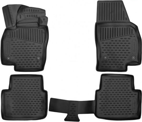 Novline Set of Front and Rear Mats 4pcs Tray Type for Skoda Scala 2019+ Black