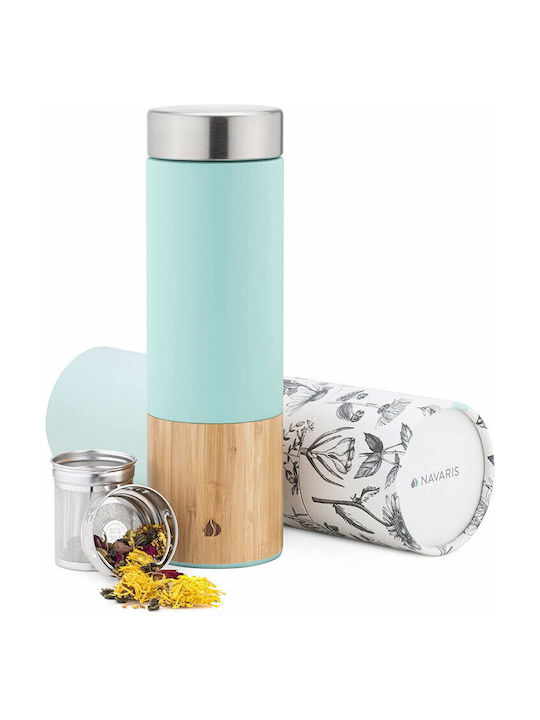 Navaris Glass Water Bottle with Screw Cap Blue 500ml