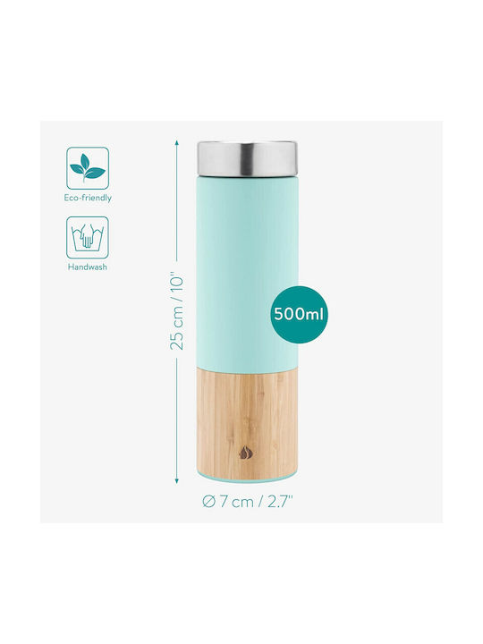 Navaris Glass Water Bottle with Screw Cap Blue 500ml