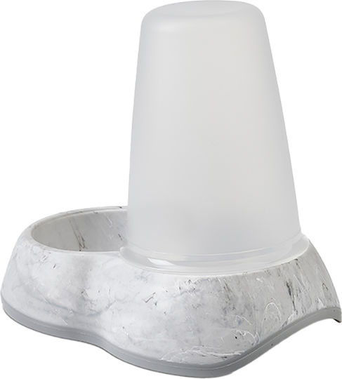 Savic Loop Marble Автоматичен Пластмаса Купа с контейнер Храна за Куче & Котка с Основа 1.5lt в Сив Цвят