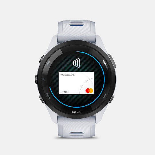 Garmin Forerunner 265 46mm Waterproof Smartwatch with Heart Rate Monitor (Whitestone/Tidal Blue)