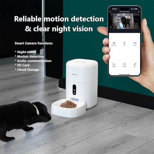 Tellur Automatisch Schalen Futter & Wasser Langsame Fütterung für Hund & Katze 2x 4lt 28.9cm in Weiß Farbe