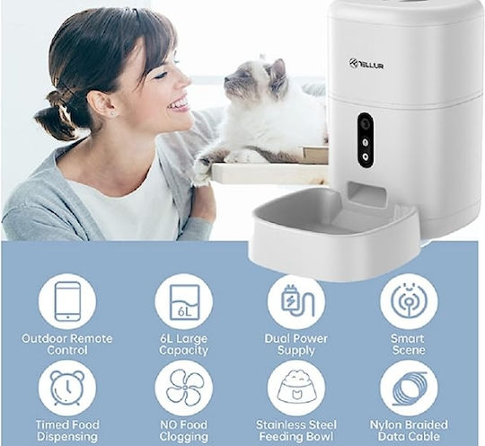 Tellur Automatisch Schalen Futter & Wasser Langsame Fütterung für Hund & Katze 2x 4lt 28.9cm in Weiß Farbe