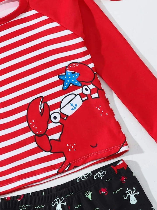 Babykids Costum de baie pentru copii Set cu pălărie Roșu
