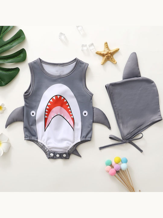 Babykids Kinder Badeanzug Einteilig mit Hut Gray