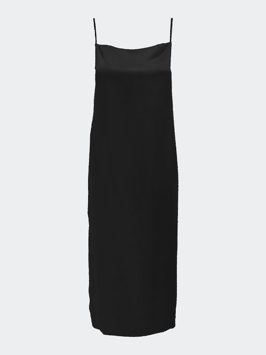 Only Summer Midi Evening Dress with Slit Black