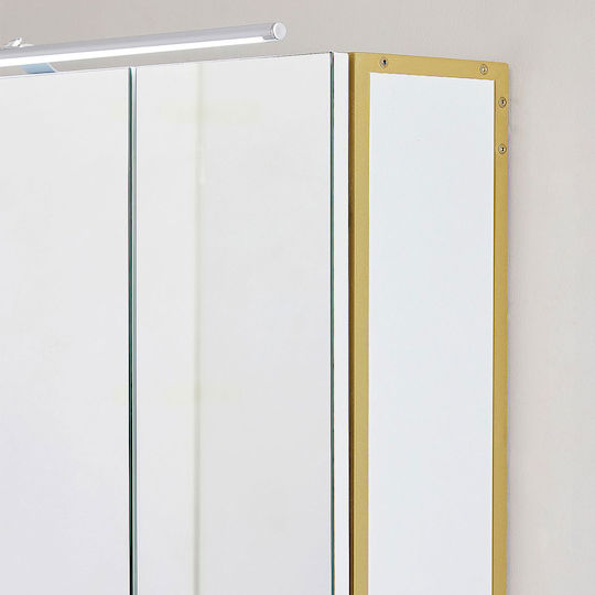 Vasagle Rectangular Bathroom Mirror Led made of MDF with Cabinet 70x70cm White
