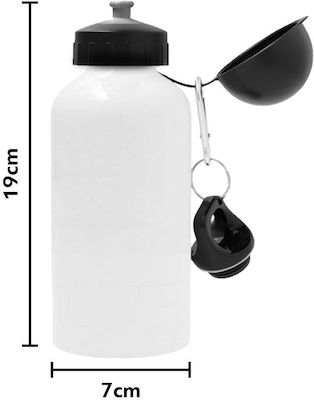 Kids Aluminium Water Bottle with Straw White 500ml