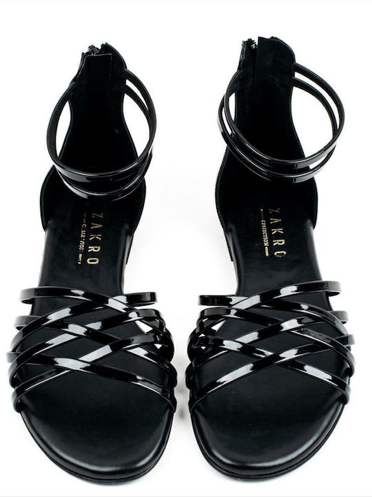 Flache Sandalen für Damen mit Riemen in Schwarz Farbe