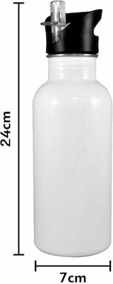 Kids Stainless Steel Water Bottle with Straw White 600ml