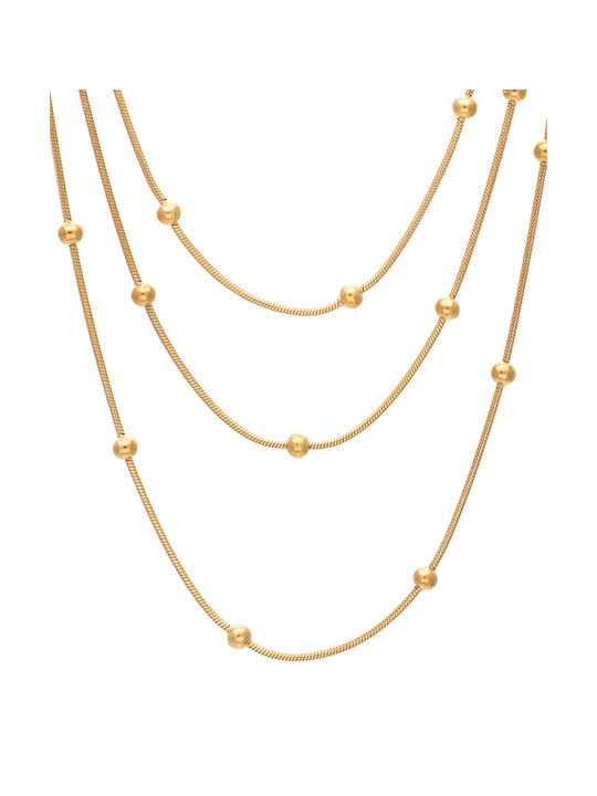 Necklace Triple from Gold Plated Steel