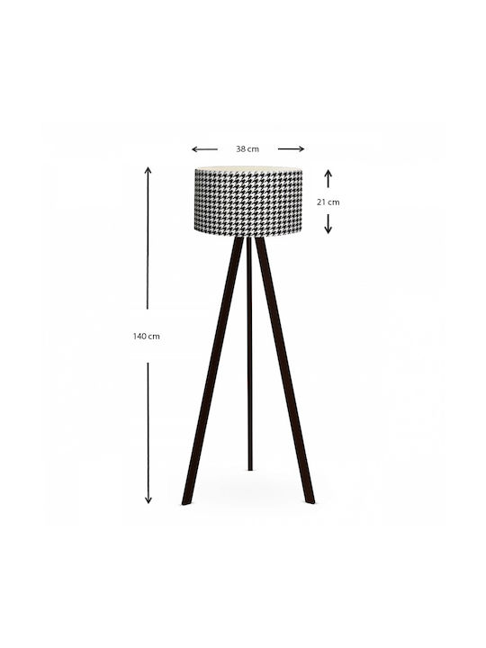 Megapap Floor Lamp H140xW38cm. with Socket for Bulb E27 Black