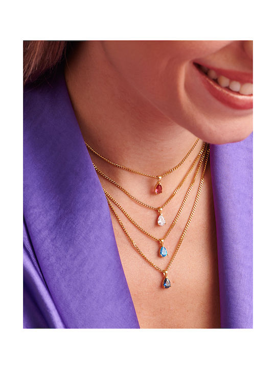 LifeLikes Necklace with design Tear from Gold-plated Steel with Zircon