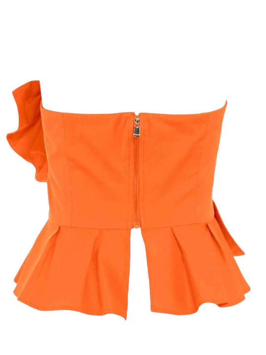 Pinko Damen Sommerliches Crop Top Blumen Orange