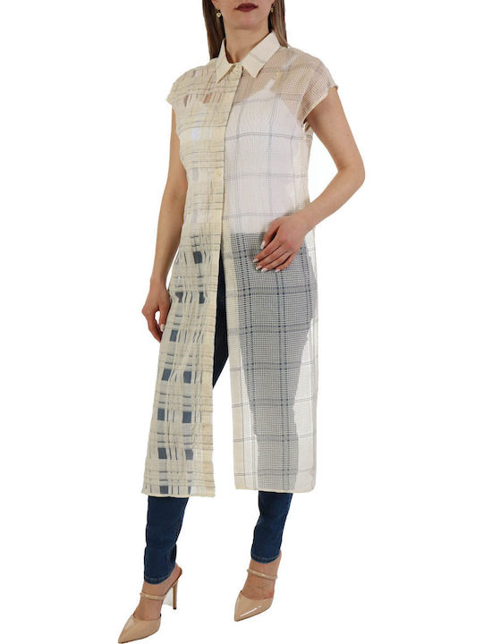 Women's Summer Crop Top Cotton Short Sleeve Checked White