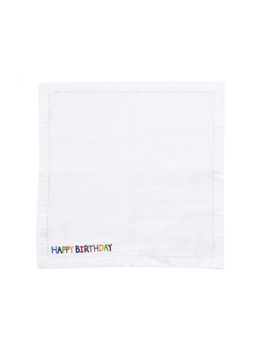 Butlers Τραπεζομάντηλο Βαμβακερό Happy Birthday Λευκό 45x45εκ.