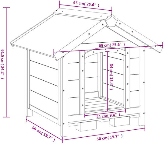 vidaXL Dog House Wooden Outdoor Green 65x65x61.5cm