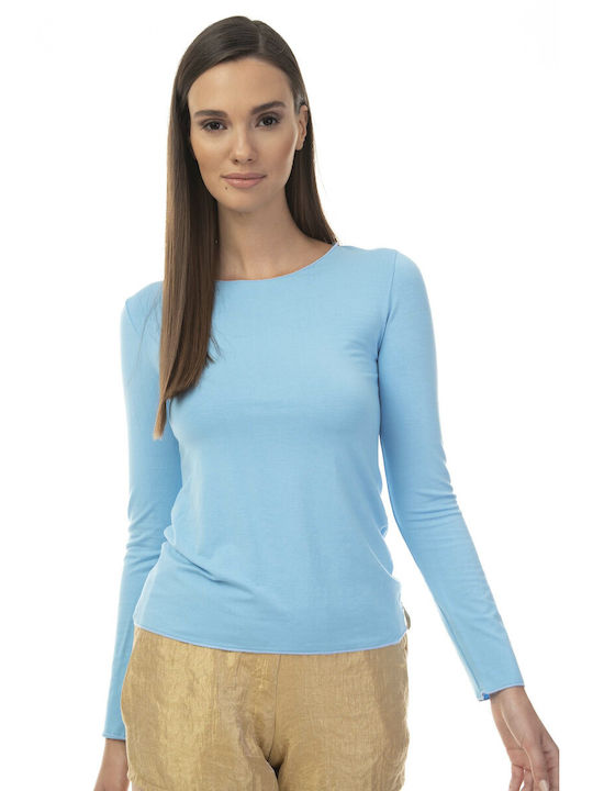 Raffaella Collection Damen Bluse Langärmelig Hellblau