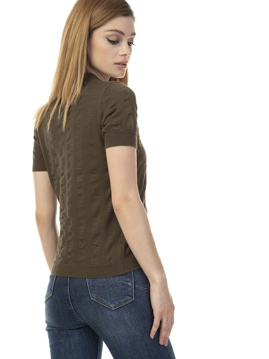 Raffaella Collection Damen Bluse Kurzärmelig Khaki