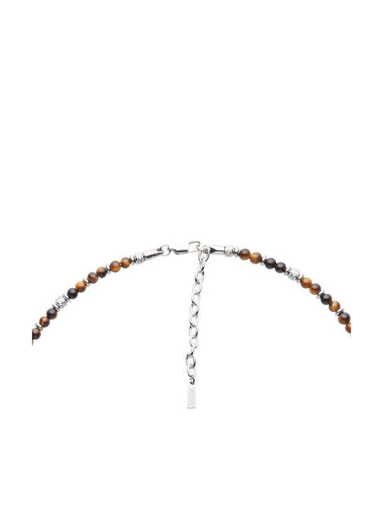 U.S. Polo Assn. Oliver Necklace Eye from Gold Plated Steel with Personalization Brown