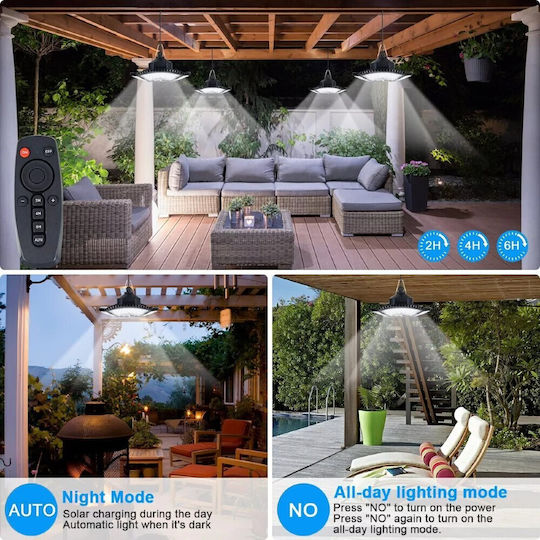 Set of 2 Hanging Solar Lights Street 7W 1000lm Cold White 6500K with Photocell and Remote Control IP65 136cmcm