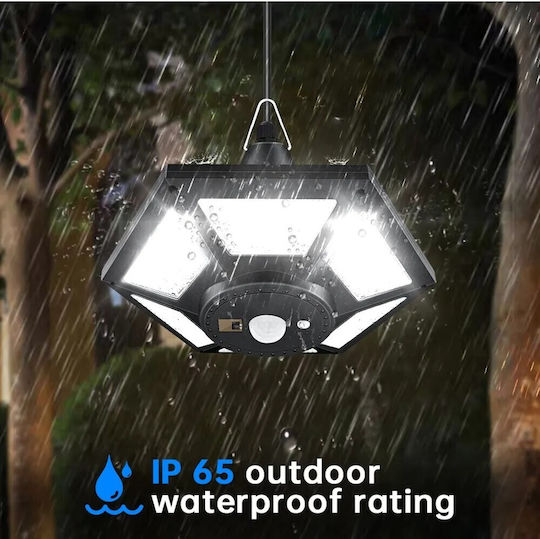 GDPLUS Set of 2 Hanging Solar Lights Street 7W 1000lm Cold White 6000K with Motion Sensor and Remote Control IP65
