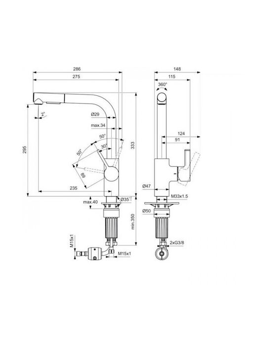 Ideal Standard Tall Kitchen Faucet Counter Silver