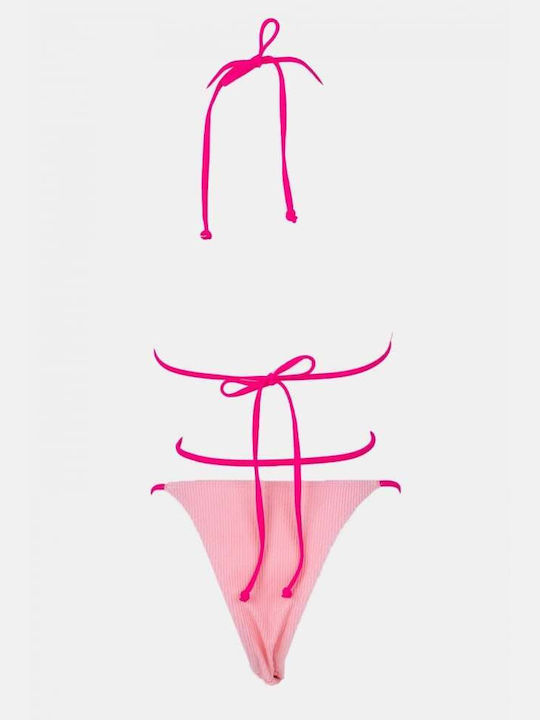 Set Bikini Τριγωνάκι & Brazil Ψηλόμεσο Ροζ
