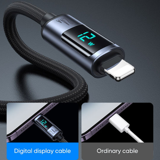 Joyroom S-AL012A16 Braided / LED USB-A to Lightning Cable Μαύρο 1.2m