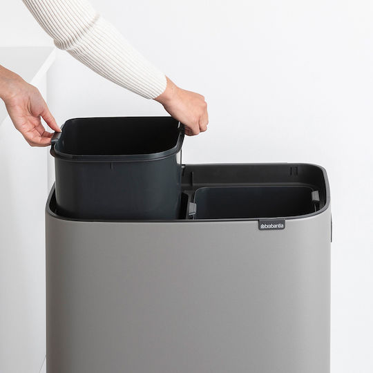 Brabantia Кошче Bo Touch Hi За Рециклиране От Неръждаема Стомана Тласък Сиво 30лт