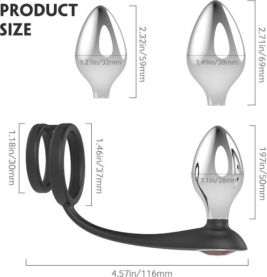 Kinksters Ring Schwanz Silikon mit Analplug Schwarz