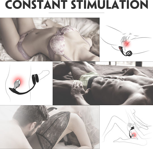 Kinksters Ring Schwanz Silikon mit Analplug Schwarz