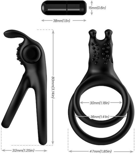 Kinksters Cock Δονούμενο Δαχτυλίδι Πέους Σιλικόνης Μαύρο 3001-4885