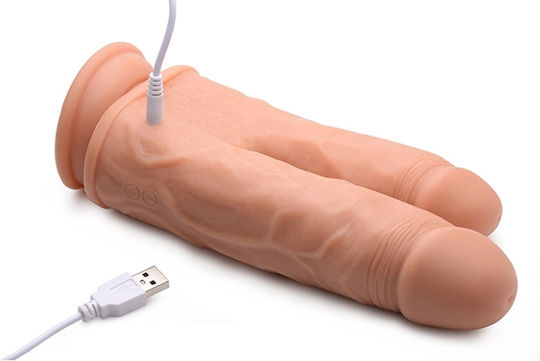 Curve Toys Double Vibrator with Remote Control 20.5cm Flesh