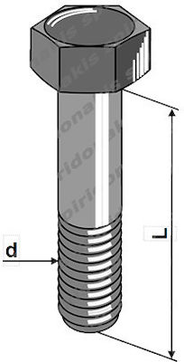 Vidomet Metal Screw Hexagon DIN 931 with Diameter M12 and Length 12mm