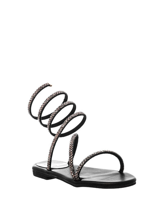 Mariella Fabiani Women's Flat Sandals in Black Color